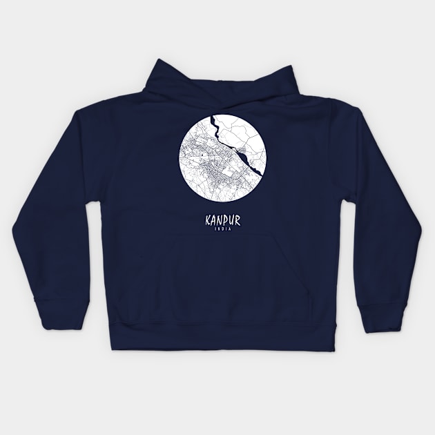 Kanpur, India City Map - Full Moon Kids Hoodie by deMAP Studio